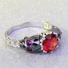Fashion Retro Color Separation The Skull Head Inlaid Colorful Zircon Platinum Ring
