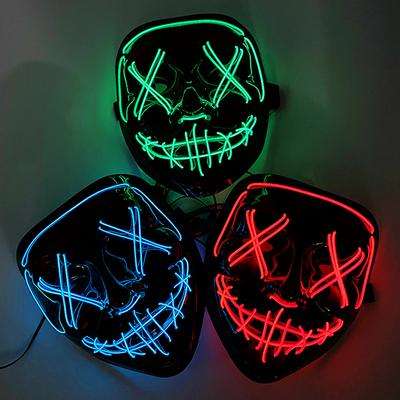 Máscara LED Inalámbrica Fiesta de Halloween Máscara Máscaras de Mascarada Máscara de Neón Luz Brilla en la Oscuridad Máscara de Terror Purga Resplandeciente