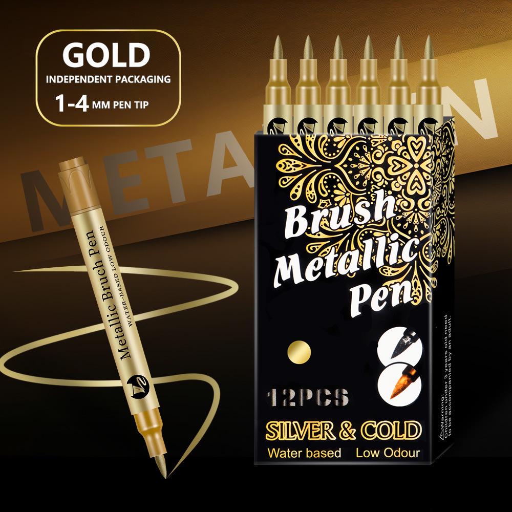 

Набор металлических ручек из золота и серебра: В комплект входят маркер для выделения, ручка-чернила и ручка для копирования подписей Baixitu для открыток и приглашений.