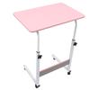 Overbed Table with Wheels Wooden Height Adjustment Mobile Standing Desk Rolling Laptop Cart C Shaped End Table for