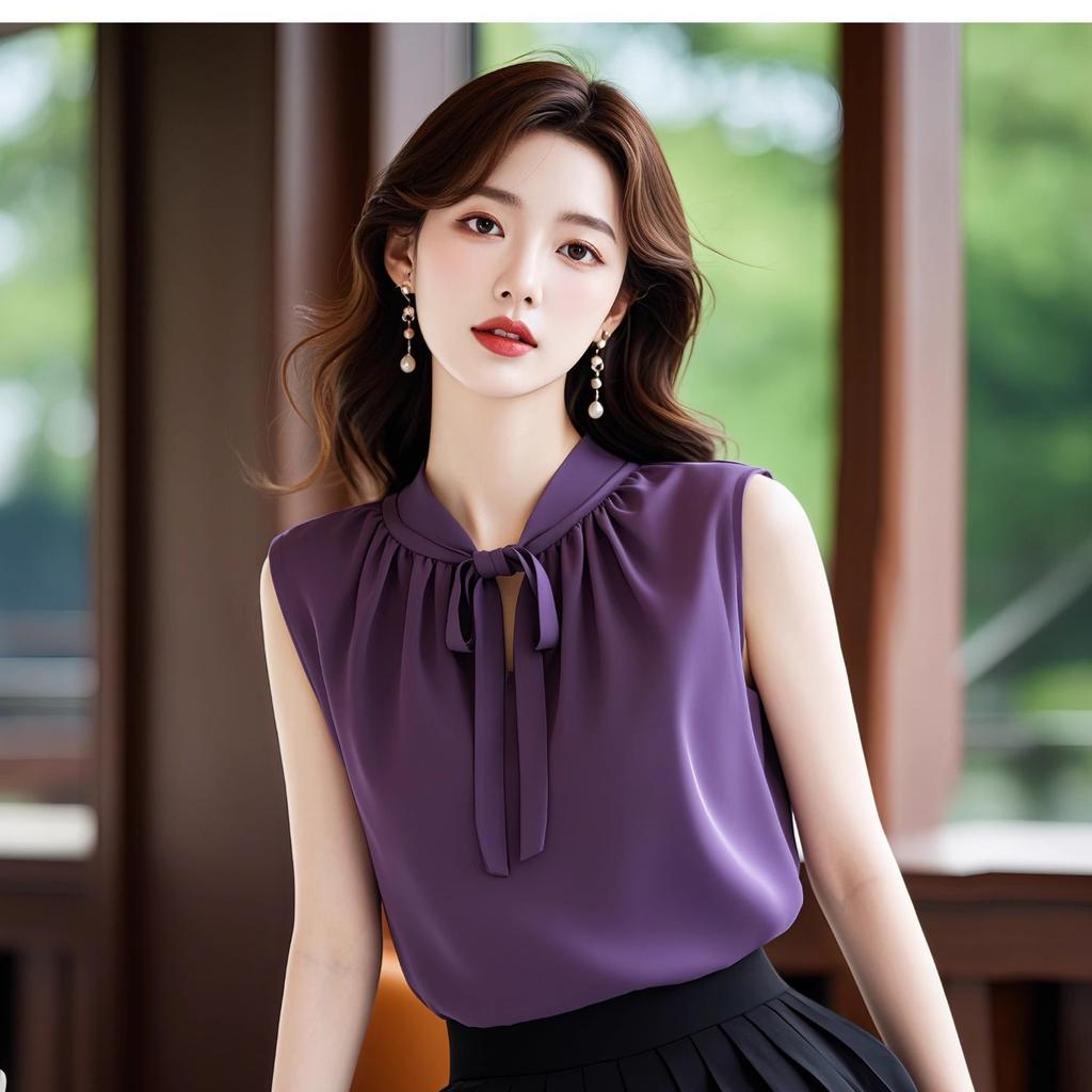 French Light Ripe Purple Vest Sleeveless Shirt with a Niche Design Unique and Chic In Summer and a Beautiful Top with Straps for Women