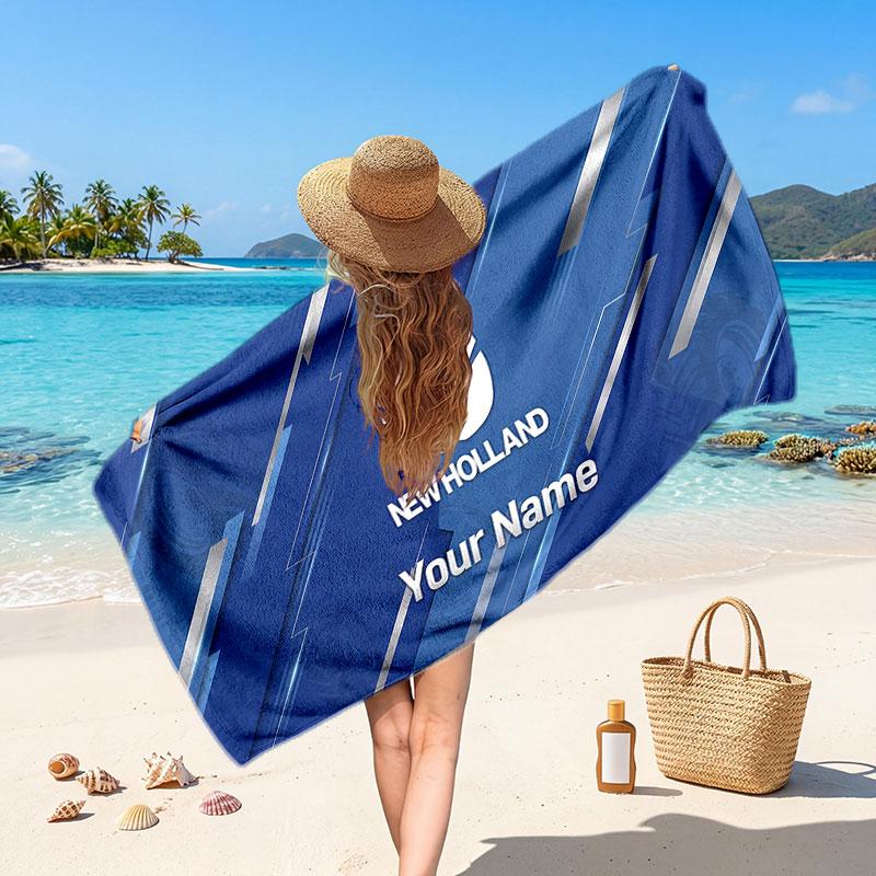 New Holland Customized Name Text Beach Towel, Soft Absorbent Towel Beach Pool Travel Personal Gift