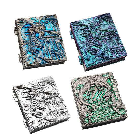 7-in-1 Rotating Dice Box Vintage Magic Spell Book with Dragon Relief Dice