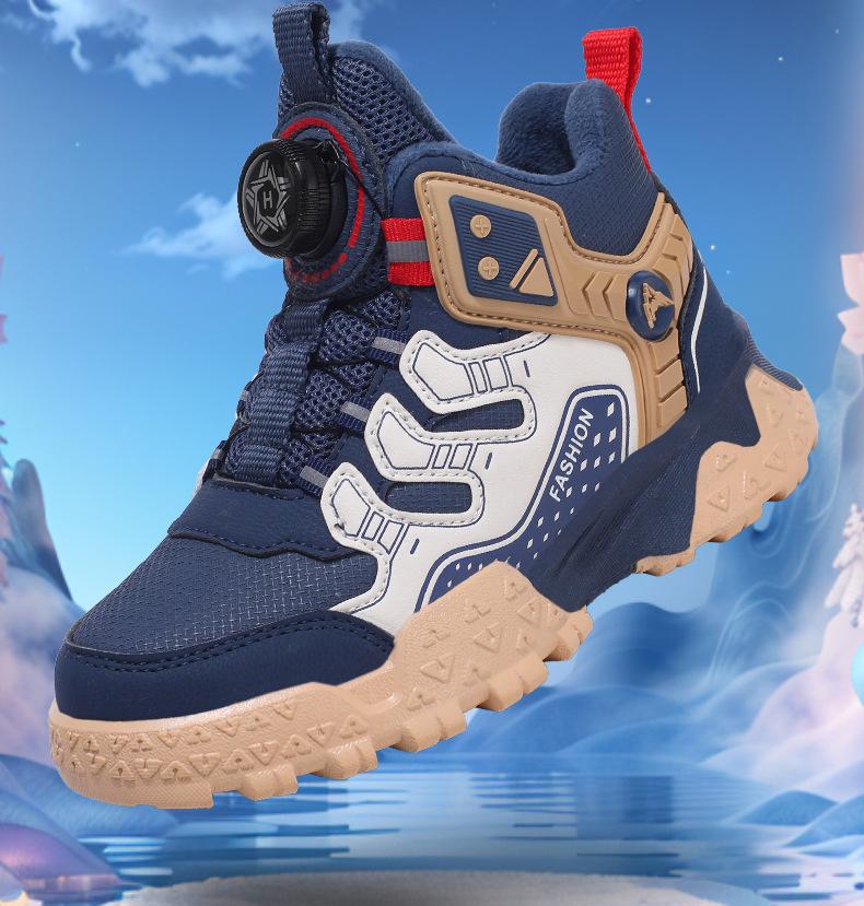 Boys' Plush Lined Sports Shoes - Autumn/Winter 2025 Fashion: Warm, Thickened Running & Dad Shoes