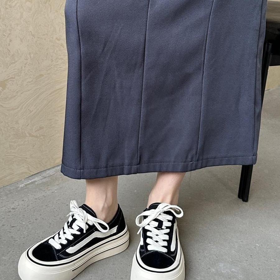 Niche casual black sports lightweight autumn low-top thin big-headed versatile classic platform fashion canvas shoes