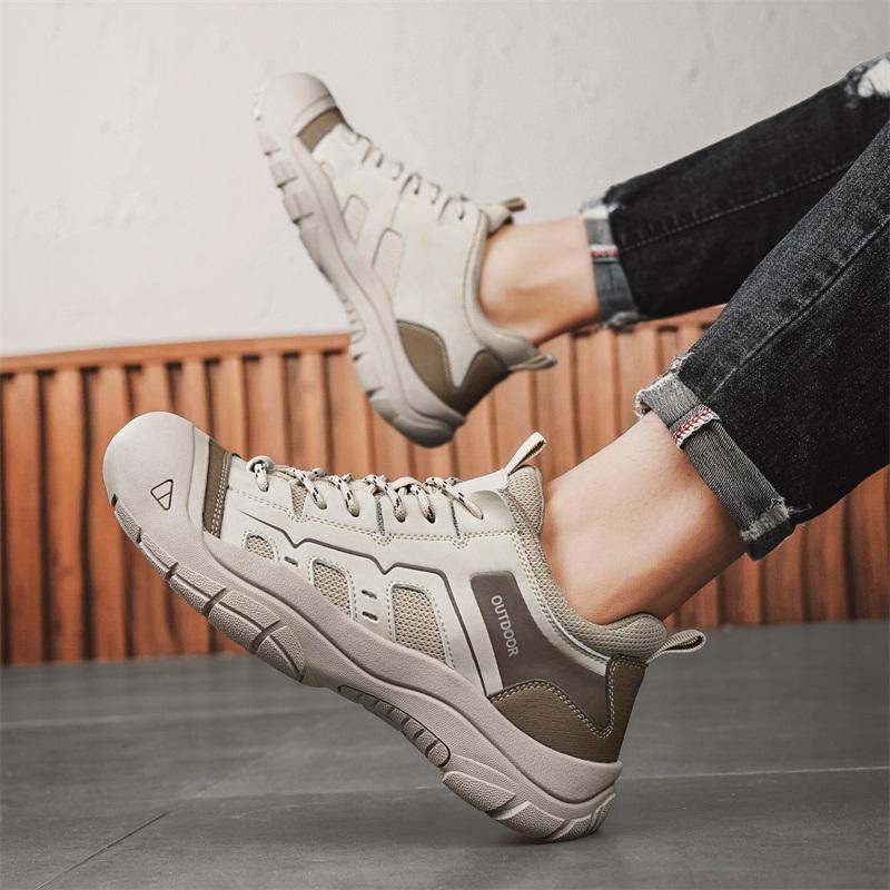 Men's Non-Slip Outdoor Sneakers New Leather Treking Footwear for Men Casual Hiking Shoes Travel Climbing Camping Trainers