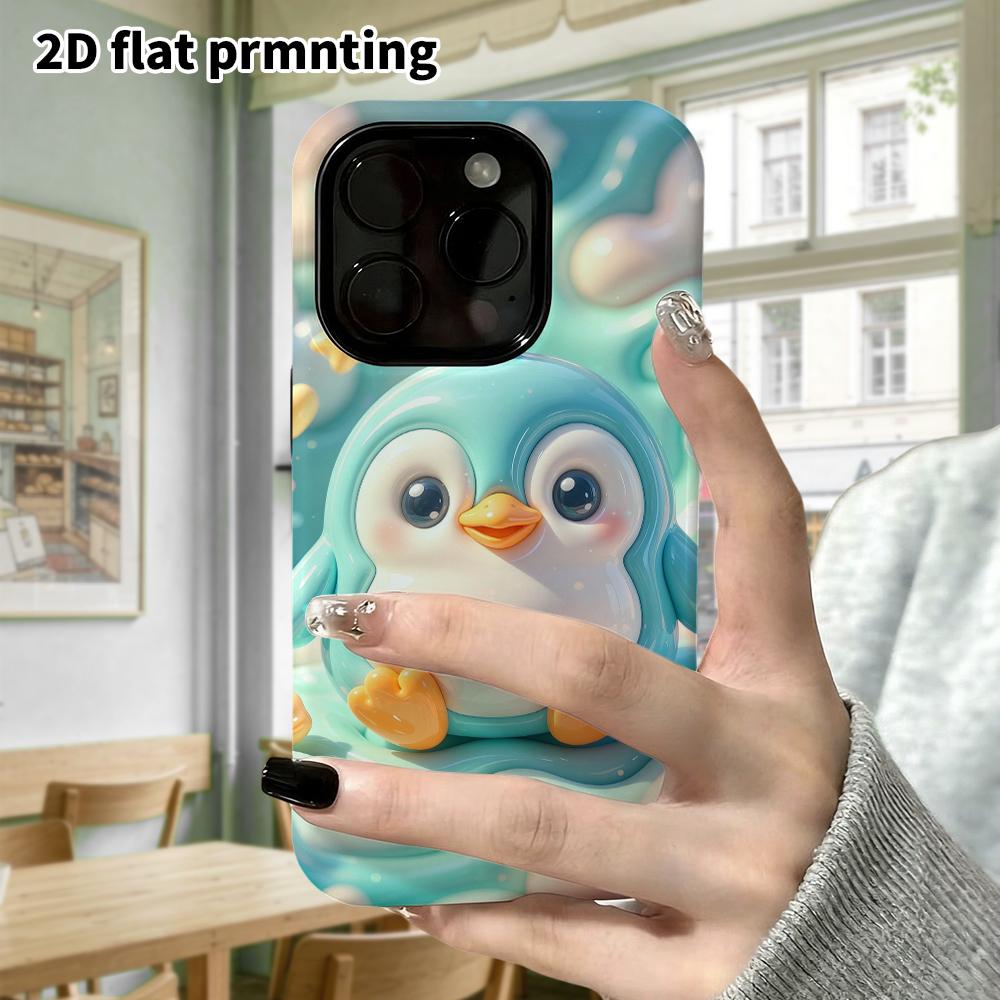 Phone Case: 2D Flat Design Suitable for iPhone 18 17 16 15 14 13 Pro Protective Case, Jelly Little Penguin, Perfect Christmas and Halloween Holiday Gi
