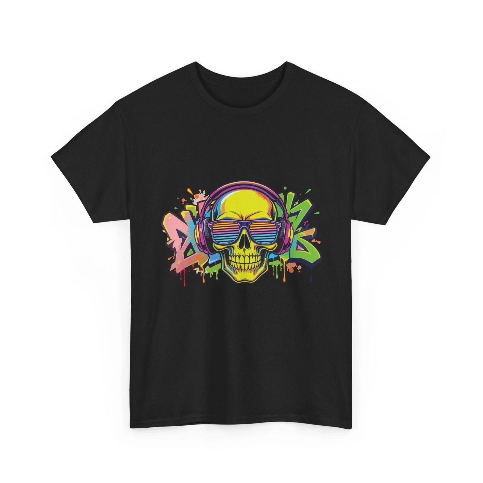 Graffiti Skull T-Shirt | Graffiti Street Art, Skull With Headset & Music T-Shirt S