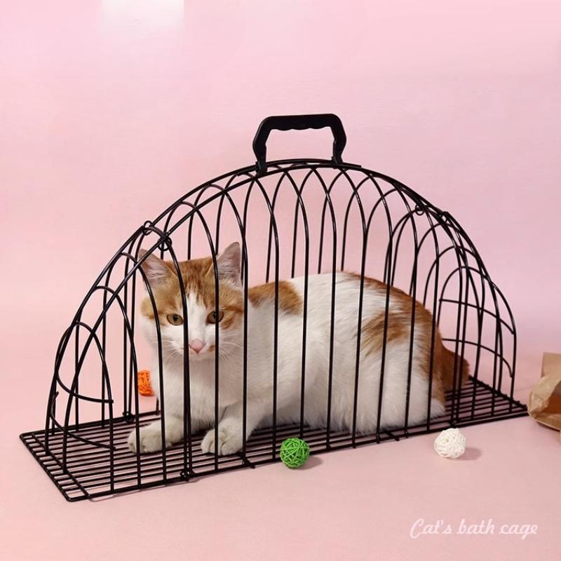 Upgraded Cat Washing and Drying Cage Escape-Proof Bathing Enclosure Anti-Scratch Pet Grooming Carrier Portable Cleaning Cat Cage