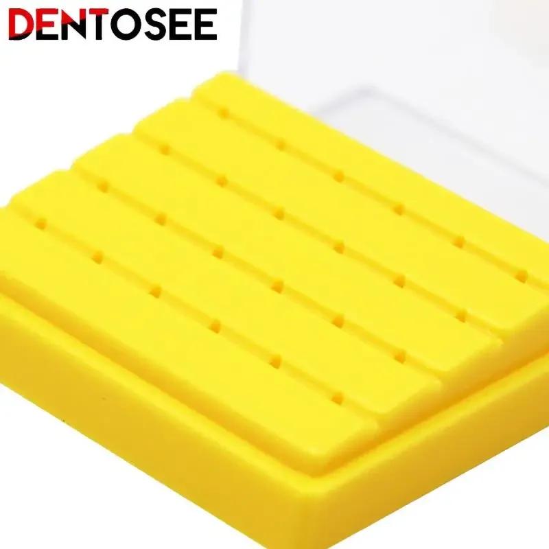 24 Holes Plastic Dental Bur Holder Disinfection Carbide Burs Block Drills Case Box Blue/white/yellow for Dentist Lab Equipment