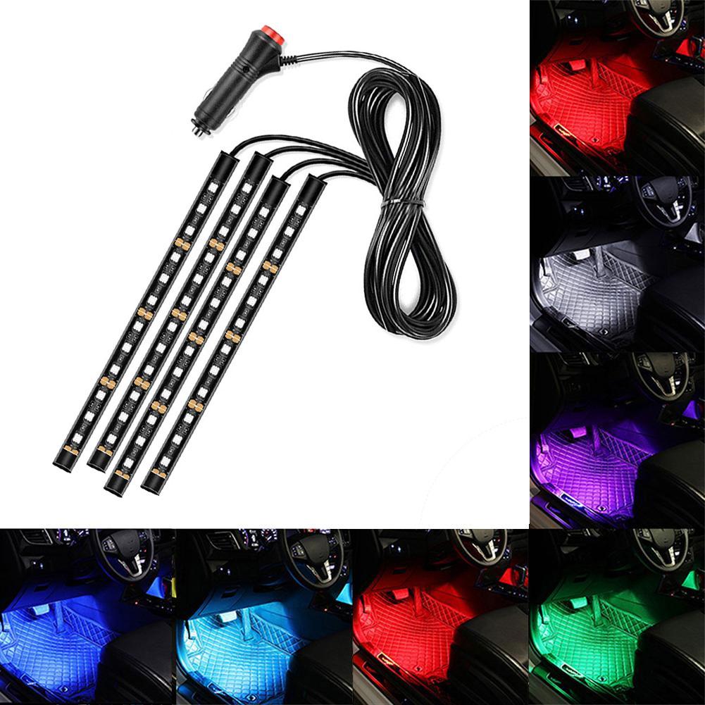 12led Car Interior Ambient Foot Strip Light Kit Backlight Atmosphere Decorative Auto 5v/12v Accessories Lamp Usb Neon Vehic S9x2