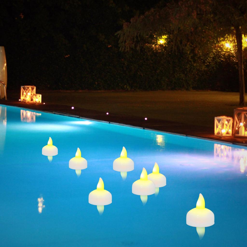 24/12Pc LED Candle Light Flameless Float Tealight Mini Electronic Candles Wedding Valentine Confession Props Decor Candle Light