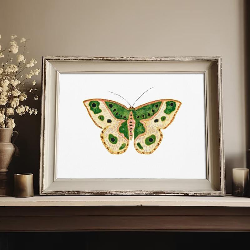 Watercolor Bug Butterflies Moths Poster Print Pastel Insect Canvas Painting Nature Wall Art Picture Nursery Kids Room Decor