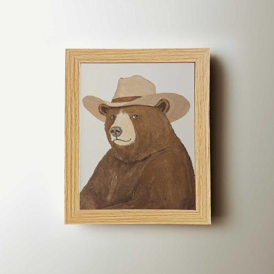 Dekoratif Boyama Canlı Görünüm Kovboy Ördek Tavşan Ayı Serisi Hayvan Dekorasyon Tablosu Hayvan Sanat Eseri Tablo Ev Dekoru