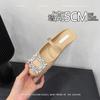Sheepskin version~ 5CM heightening bag head cool slippers women's new models are beautiful and not tired feet half slippers women
