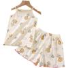 Flickors tecknad bomulls camisole pyjamasset - Ärmlös, lätt sommarstil för barn