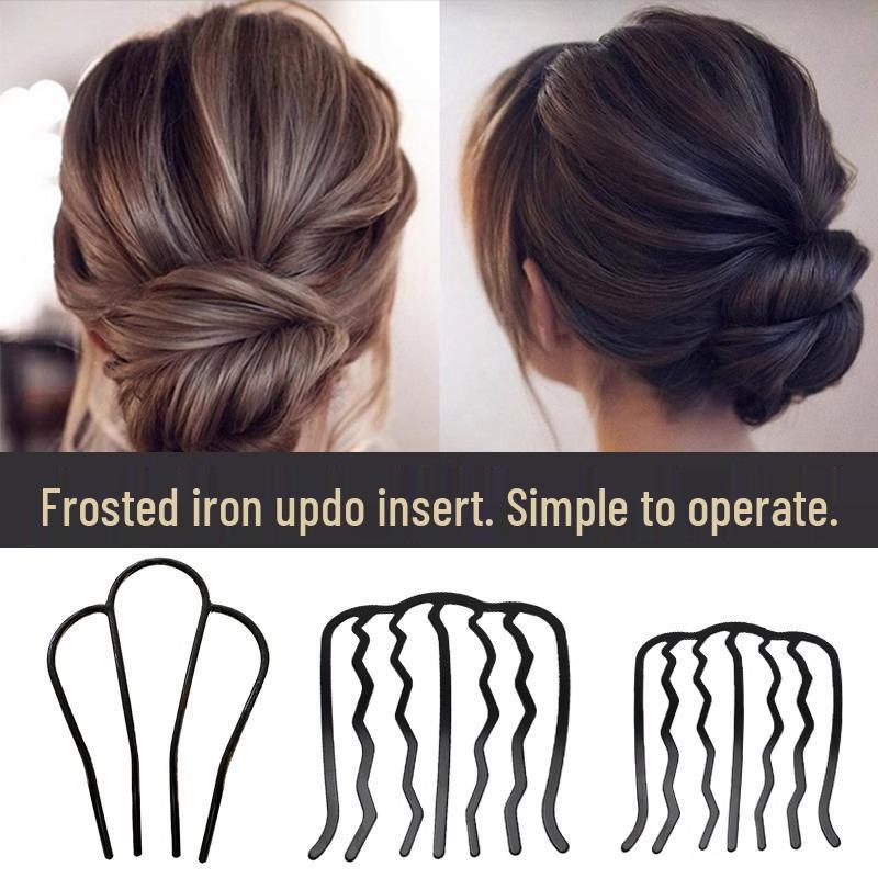 U-Shaped Fixed Hairpin with High-End Alloy Comb for Women's Updos - Ancient Style Four-Tooth Insert