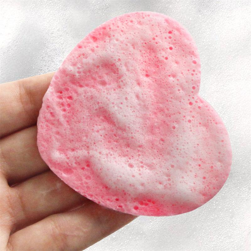 20Pcs Heart Shaped Compressed Facial Sponges Cute Reusable Face Washing Sponges