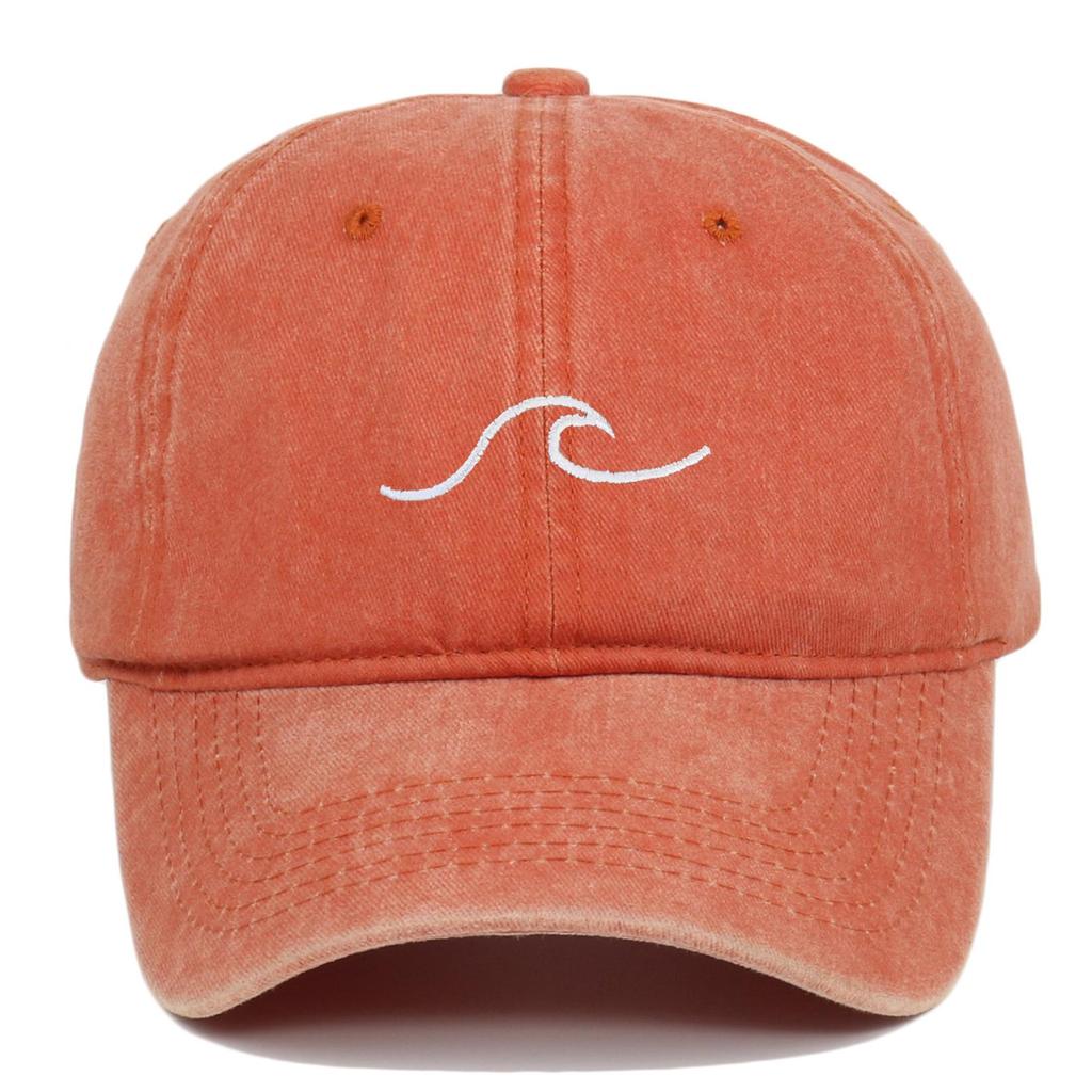 New Fashion Wavy Sea Wave Embroidered Cotton Baseball Cap - Washed Outdoor Casual Sun Hat