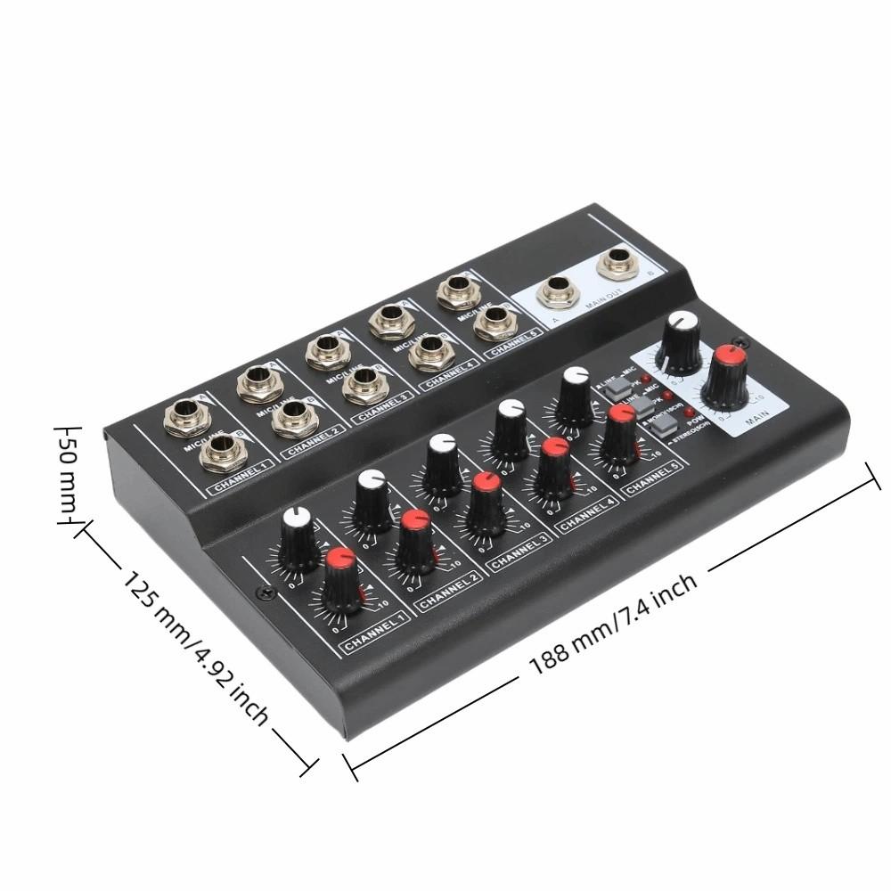 for US Plug Low Noise Stereo Line Mixer 2 Master Volume Knobs Dj Mixing Board Bars
