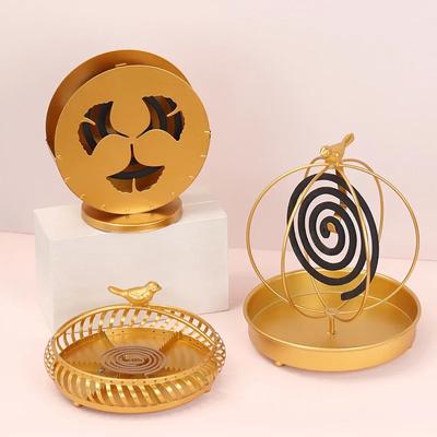 Nordic Home And Desktop Decor Birdcage Meatl Wrought Iron Golden Mosquito Coil Holder Baseus   Stand  Incense
