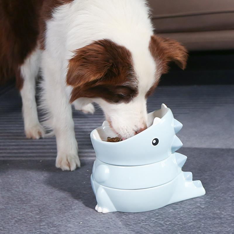 

Ceramic Cat Feeder Large-mouthed Easy To Clean Water Cat Bowl Three-layer Structure Detachable Pet Feeding and Watering Supplies синій