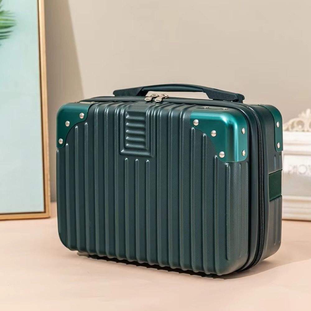 Handbag 14 Inch Makeup Case Retro Luggage Travel Box with Straps Mini Handheld Suitcase  Travel