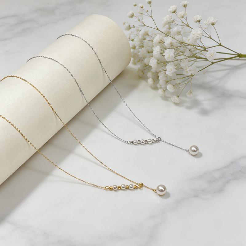 S925 Sterling Silver Adjustable Pearl Necklace - Women's Fashion Clavicle Chain