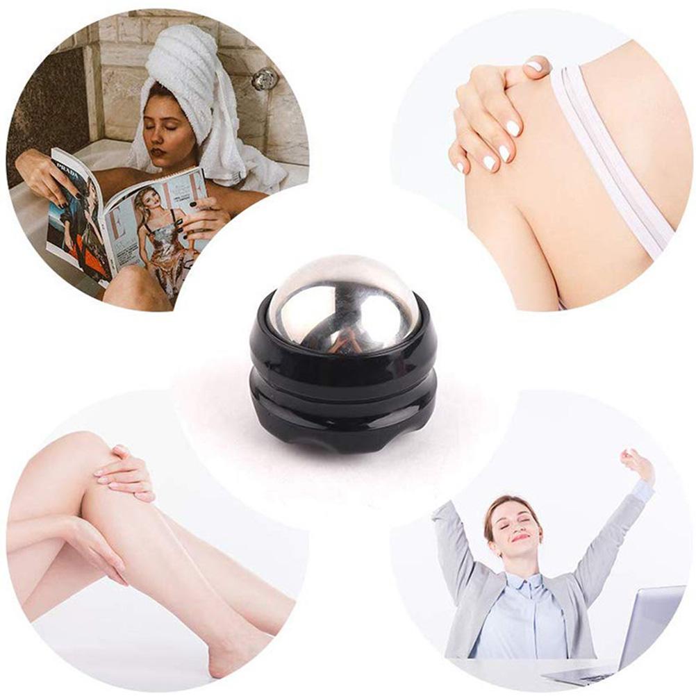 Stainless Steel Manual Ball Ice Massage Roller for Muscle Recovery (Black Base)