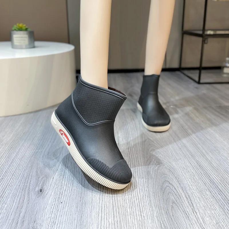 Fashion 2025 Hot Sale Ladies Shoes Slip on Women's Boots Outdoor Rainboots Women Round Toe Flat with Soft Bottom Concise Shoes Women