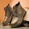 Men Ankle Boots Retro British High-top Men Boots Fashion High Quality Leather Shoes 2025 New Outdoor Men Motorcycle Boots
