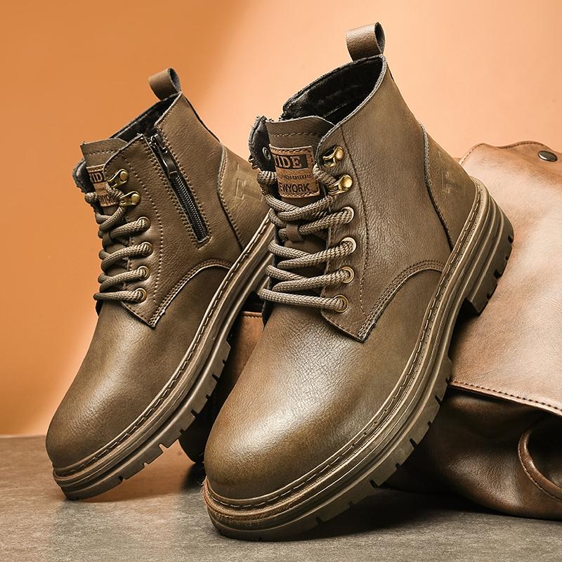 Men Ankle Boots Retro British High-top Men Boots Fashion High Quality Leather Shoes 2025 New Outdoor Men Motorcycle Boots