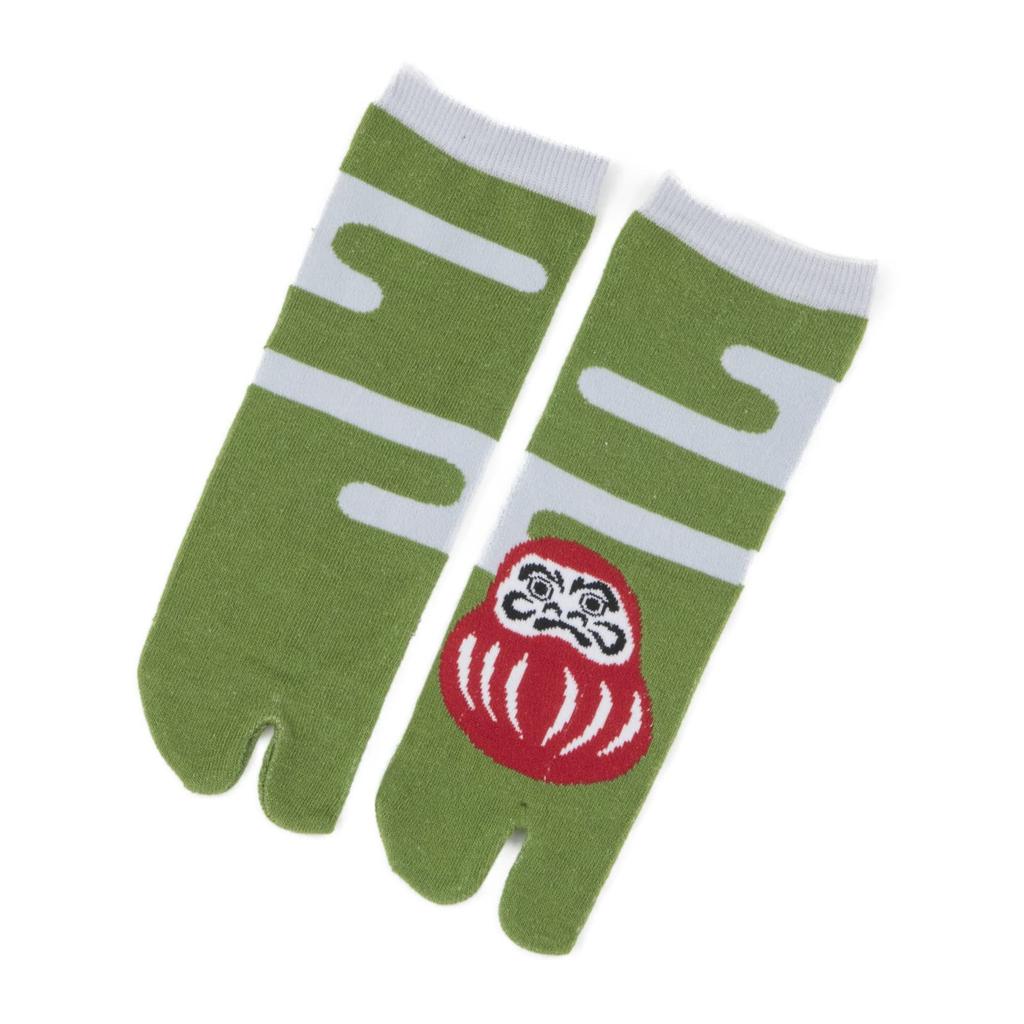 Noren Tabi Socks Tabi Made In Japan with Nara Crew Japanese for and Unisex Kids' (Japanorama/Daruma Design) - Two-Toe Socks, Cotton, Length,