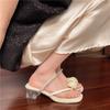 Summer new toe flower rhinestone cover toe with skirt crystal thick heel versatile temperament cool slippers