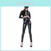 Atemberaubender Sexy Bodysuit Cosplay Kostüm In Schwarzem PVC-Leder Für Halloween-Spaß