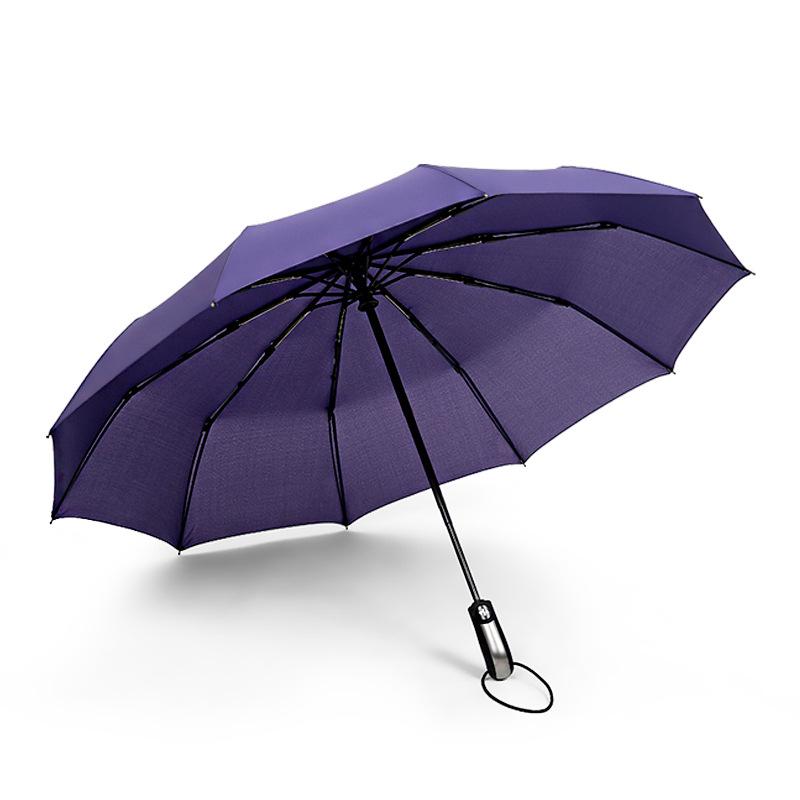 Fully Automatic 10-bone Vinyl Umbrella Folding Men's and Women's Umbrellas Sunshine and Rain Dual-purpose Three-fold Umbrella Umbrella
