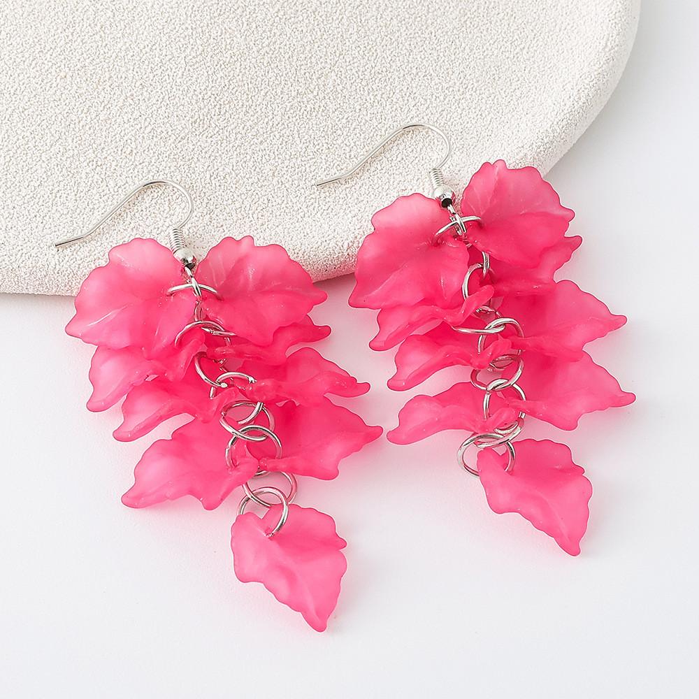 

Pinkdudu Модные серьги-капли с лепестками роз, акриловые длинные серьги с цветами, женские украшения PD2381 горячий розовый