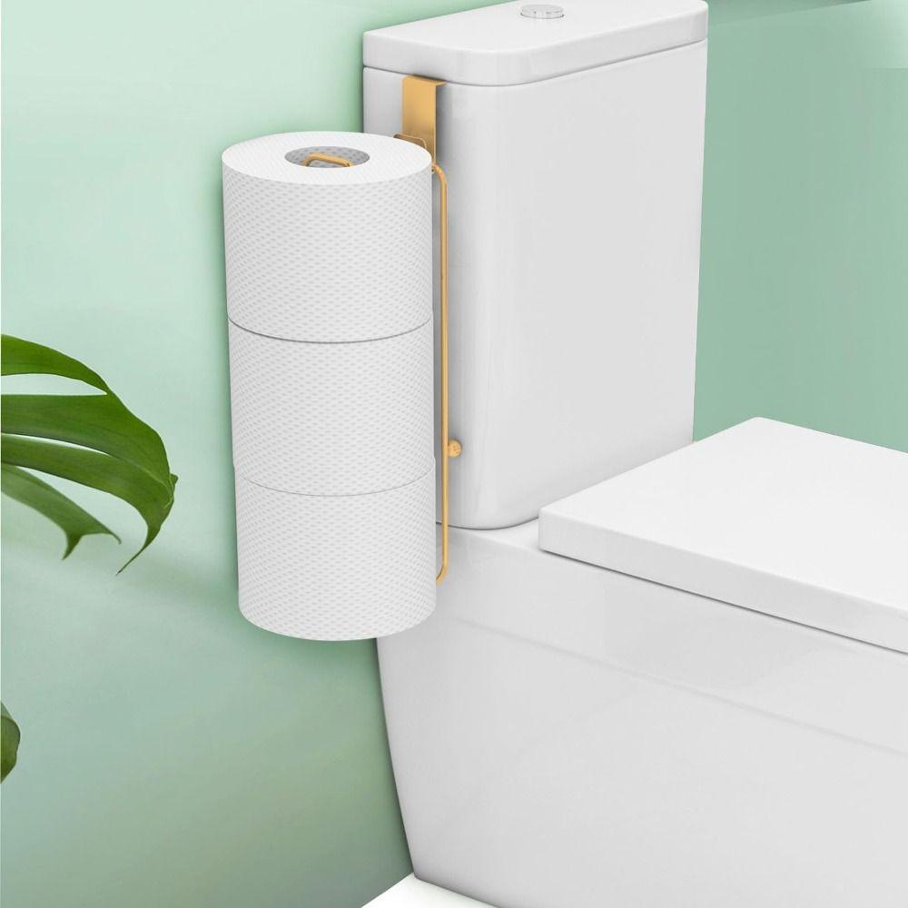 Wall Mounted Toilet Roll Paper Holder Punch-free Paper Towel Organizer For 3 Roll Tissue