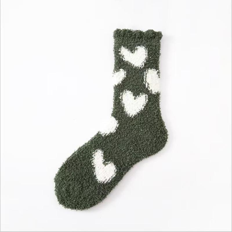 Medium tube winter thickened coral fleece thermal stockings cute cotton socks sleep socks home floor socks