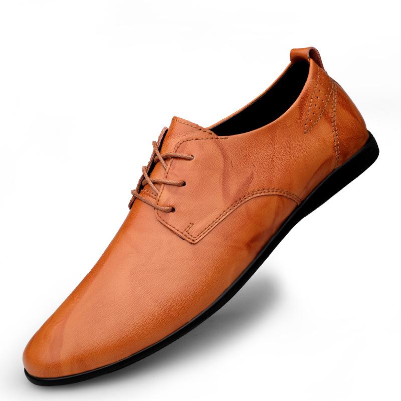 

Дышащая мужская деловая обувь ручной работы, формальные туфли, мужская повседневная обувь из натуральной кожи, модные простые мужские оксфорды 45 светло-коричневого