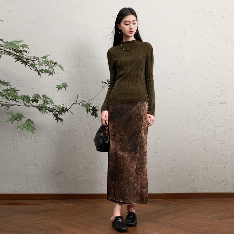 

Sancai 2025 Winter Slim-Fit Mock Neck Long Sleeve Knit Top L