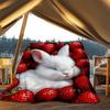 1pc Strawberry Bunny Outdoor Flannel Blanket , Machine Washable Perfect Gift for Birthday , Holiday Travel Accessory , Durable Material