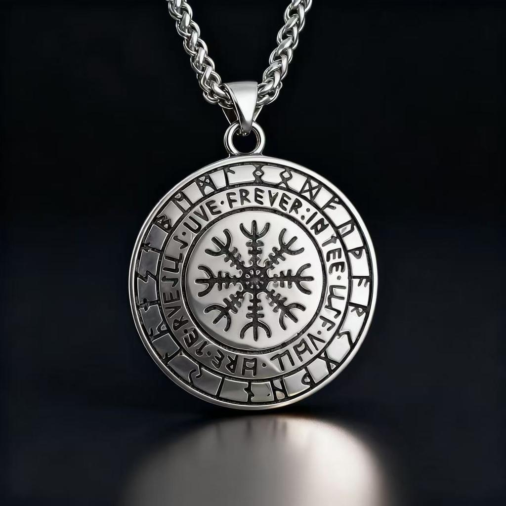 HNSP 316L Stainless Steel Viking Rune Wolf Totem Pendant Necklace For Men  Accessories