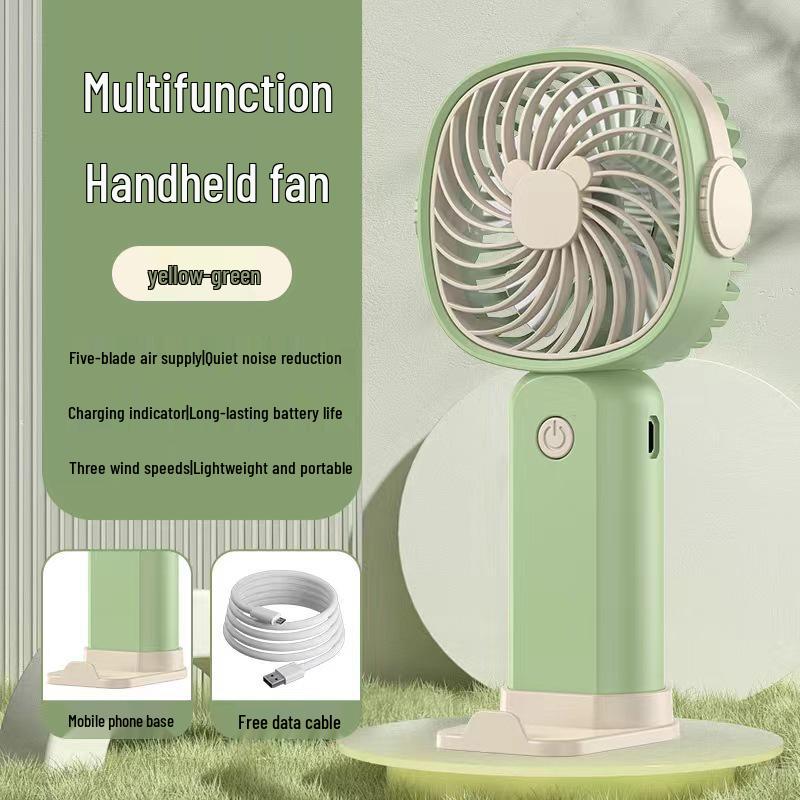 

Yellow-Green Handheld Silent Fan with Phone Holder - Three-Speed Small Fan 8.8x5.3x17cm желто-зеленый