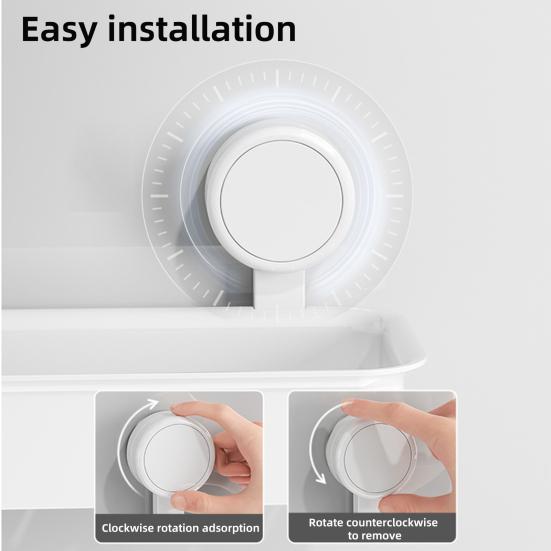 Yousheng Wall Mounted Suction Cup Storage Rack Strong Load-bearing Easy To Install Bathroom Caddy Soap Makeup Storage Shelf