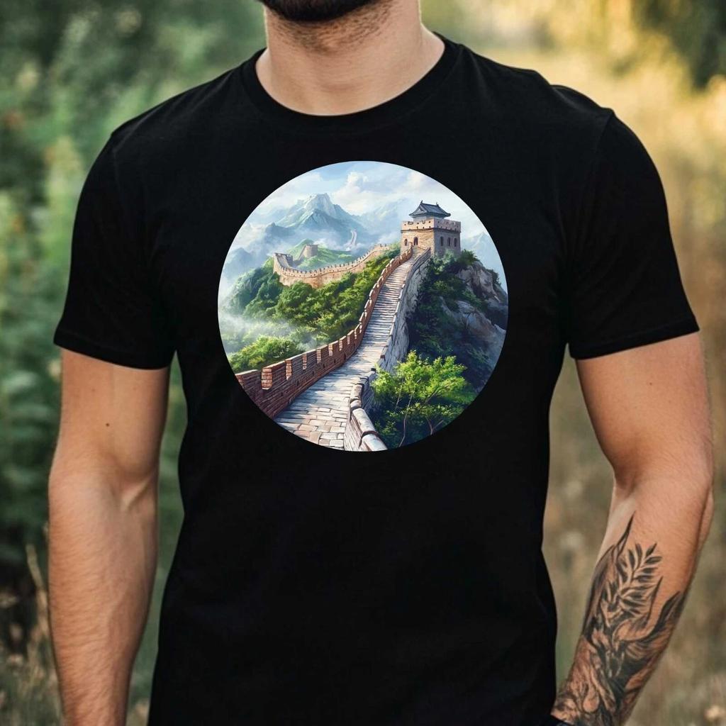 T-Shirt Herren Chinesische Mauer Motiv Baumwolle Größe XS bis 5XL
