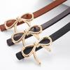 1Pc Women's Solid Color Metal Buckle Skinny Ladies Dress Thin Waistband Waist Belt PU