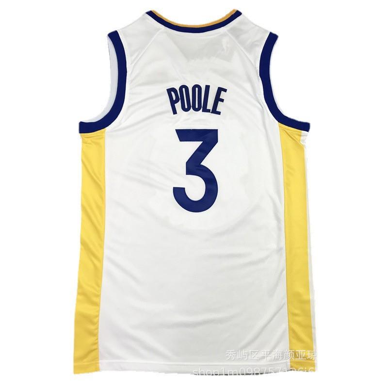 Camisa bordada do Golden State Warriors 3 Jordan Poole Uniforme de Basquete Masculino Feminino Outono Inverno