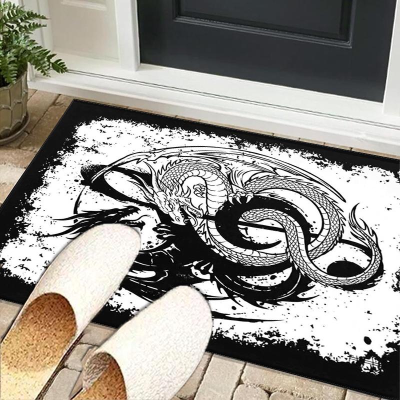 Yin Yang Dragons Office Rug Chair Mat, Game Carpet, Suitable for Front Door, Bedroom, Living Room, Desk, Holiday Gift