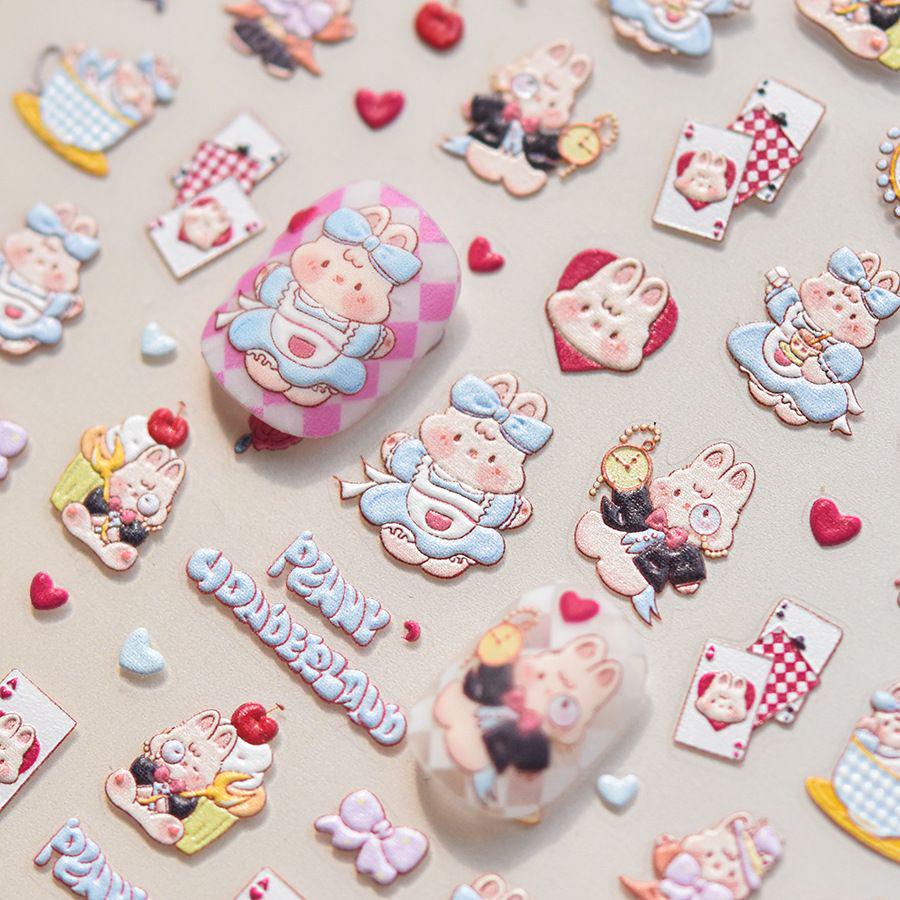 Süße Cartoon 3D-Nagelsticker - Alice & Cinderella